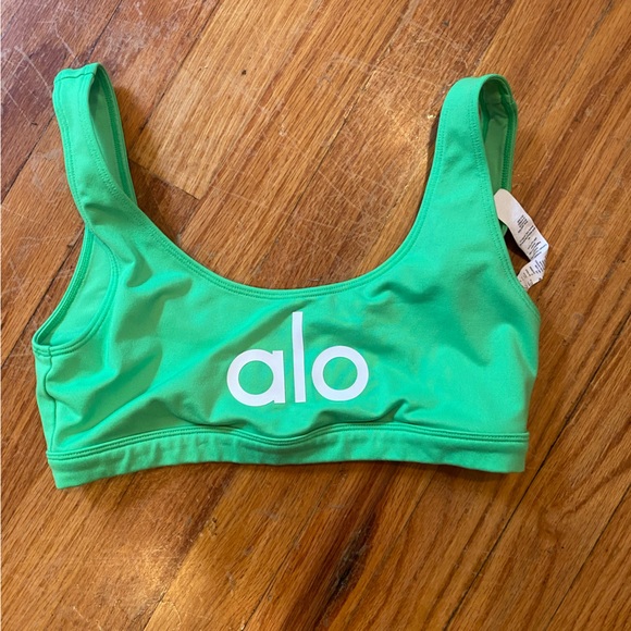 ALO Yoga, Intimates & Sleepwear, Alo Ambient Logo Bra Color Green Glow  Size Small